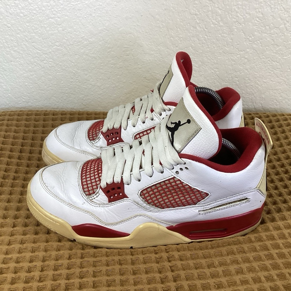 Air Jordan 4 Retro 'Alternate 89' Men's Size 9 White Red Sneakers 308497-106